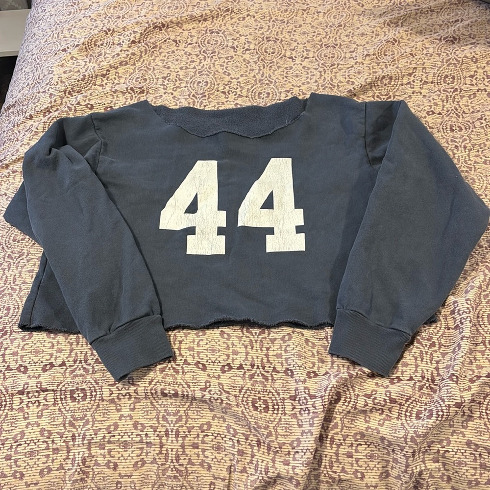 Cropped Navy Brandy Melville Sweatshirt
